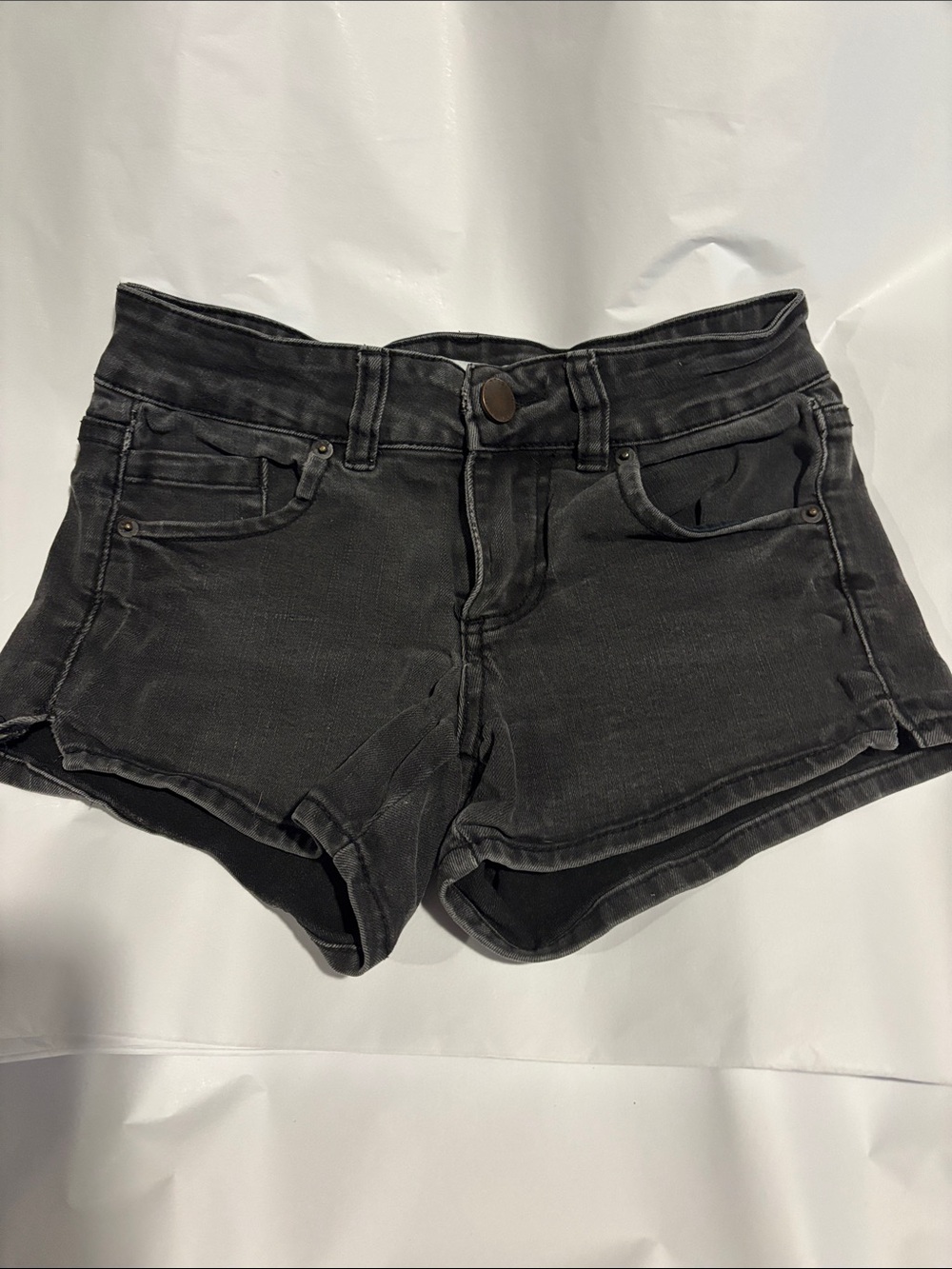 Women's Black Washed Denim Short - Casual Everyday